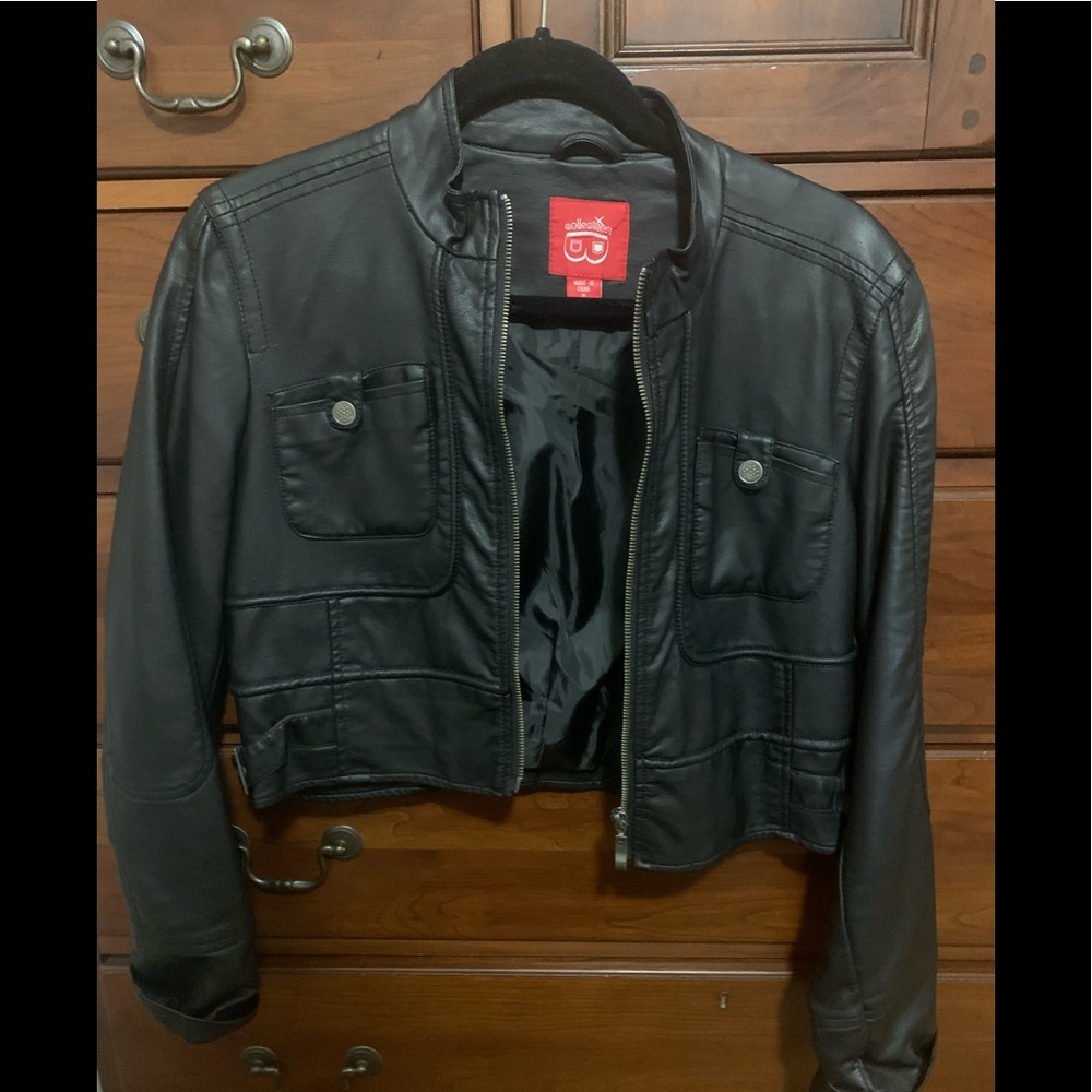 Black leather look jacket